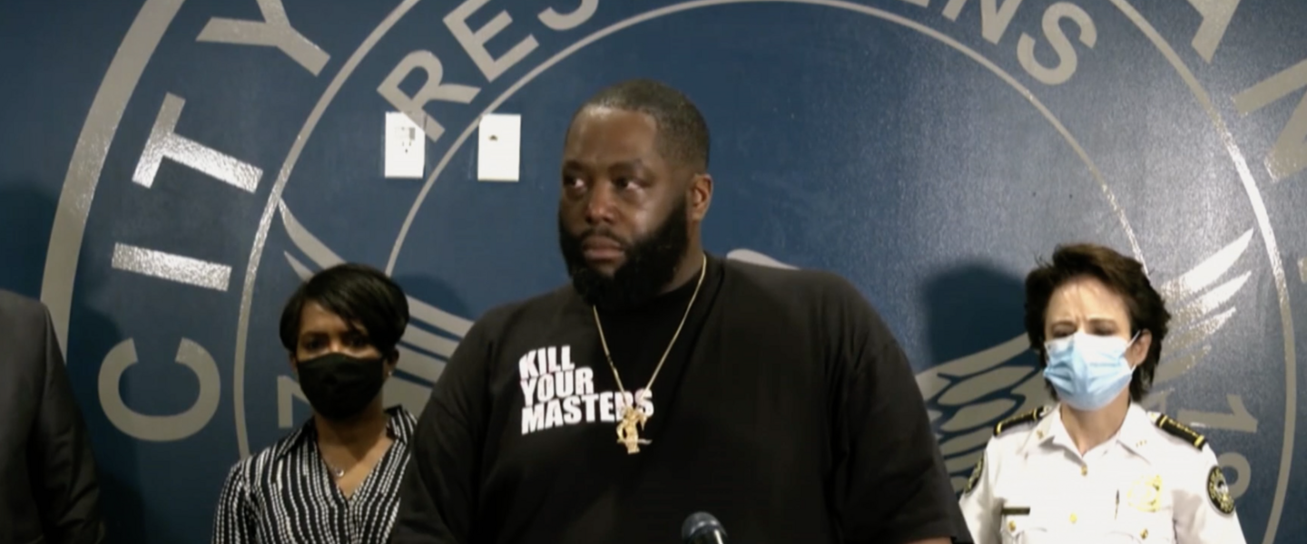 Killer Mike (center) Keisha Lance Bottoms (l) Erika Shields (r)