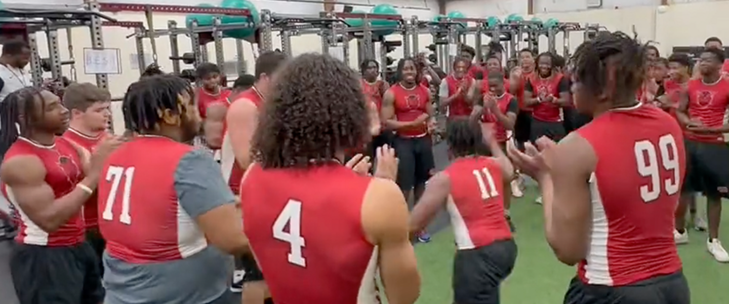 The Warner Robins football team brings the energy in warmups for new head coach Shane Sams.