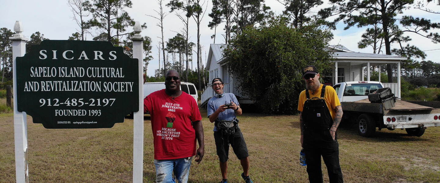 Maurice Bailey, David Zelski, Dr. Nik Heynen on Sapelo Island