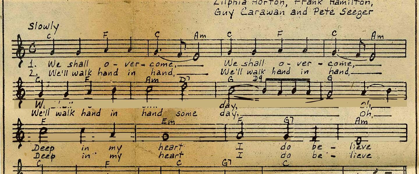 sheet music for the song We Shall Overcome