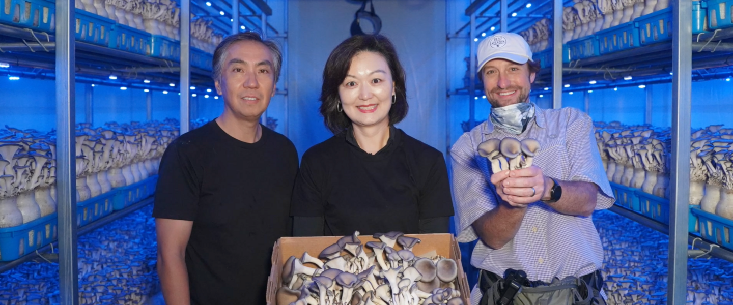 John and Elizabeth Moon of Green Box Mushrooms with David Zelski
