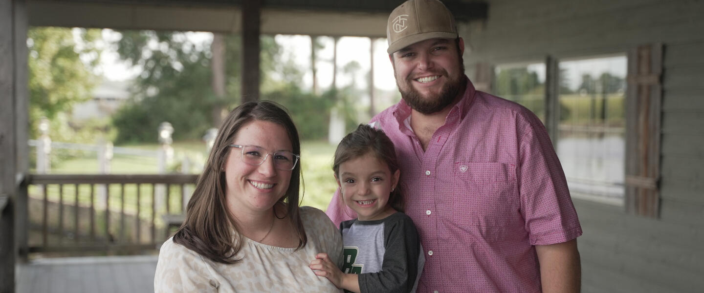 Becca & Jarrod Creasy, with daughter Finley, are the owners of 920 Cattle & Company