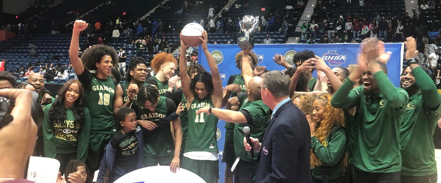 The Grayson boys celebrate their first state championship.