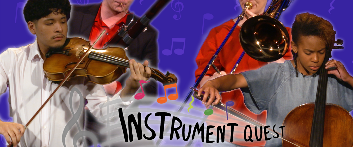 instrument quest logo over purple background