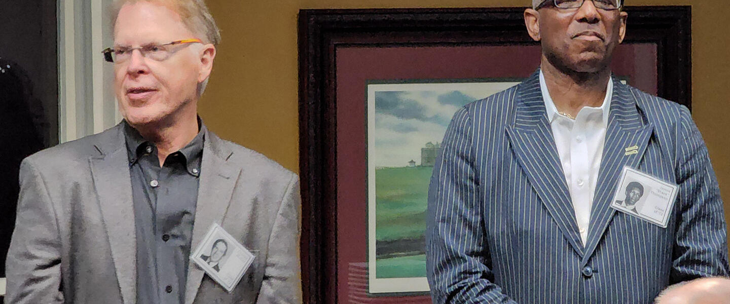 Charles McNair (left) and James "Shack" Thompson (right) at the Dothan High School Unity Reunion