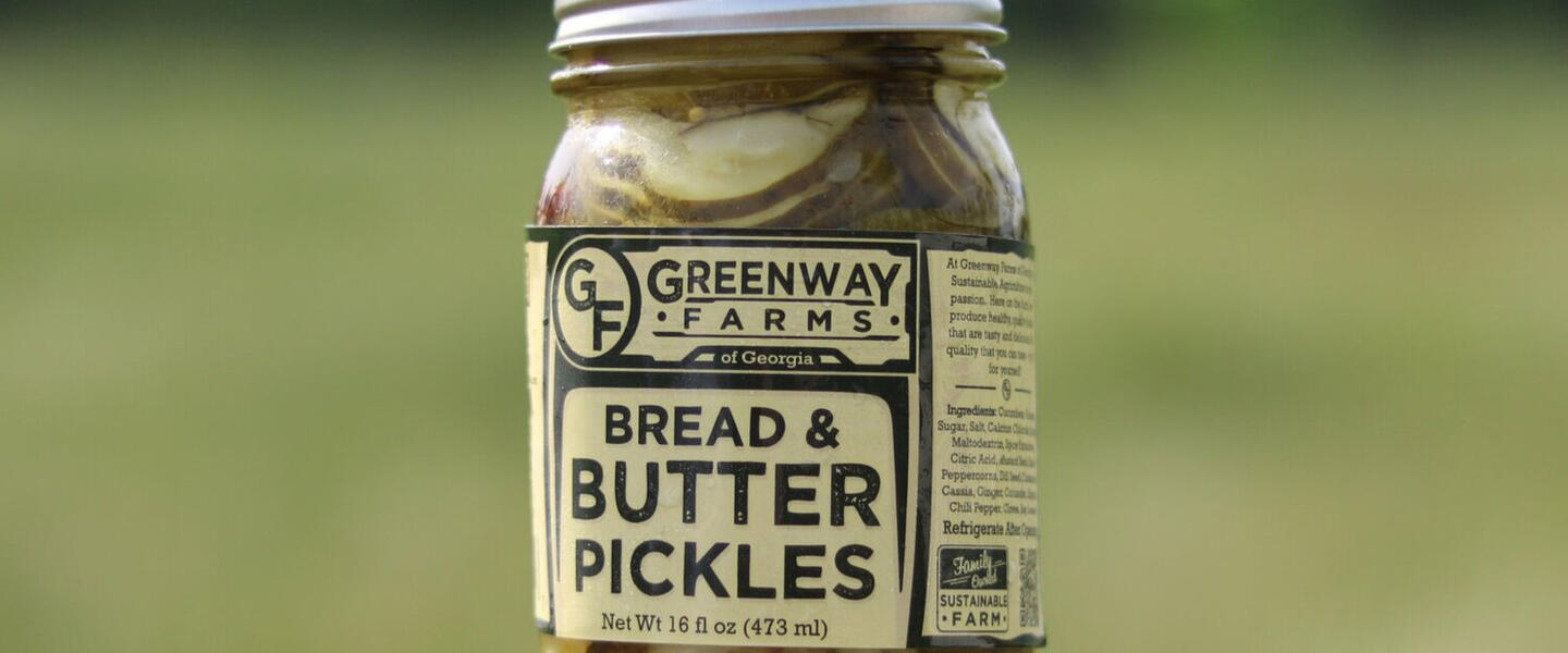 A jar of pickles from Greenway Farms of Georgia