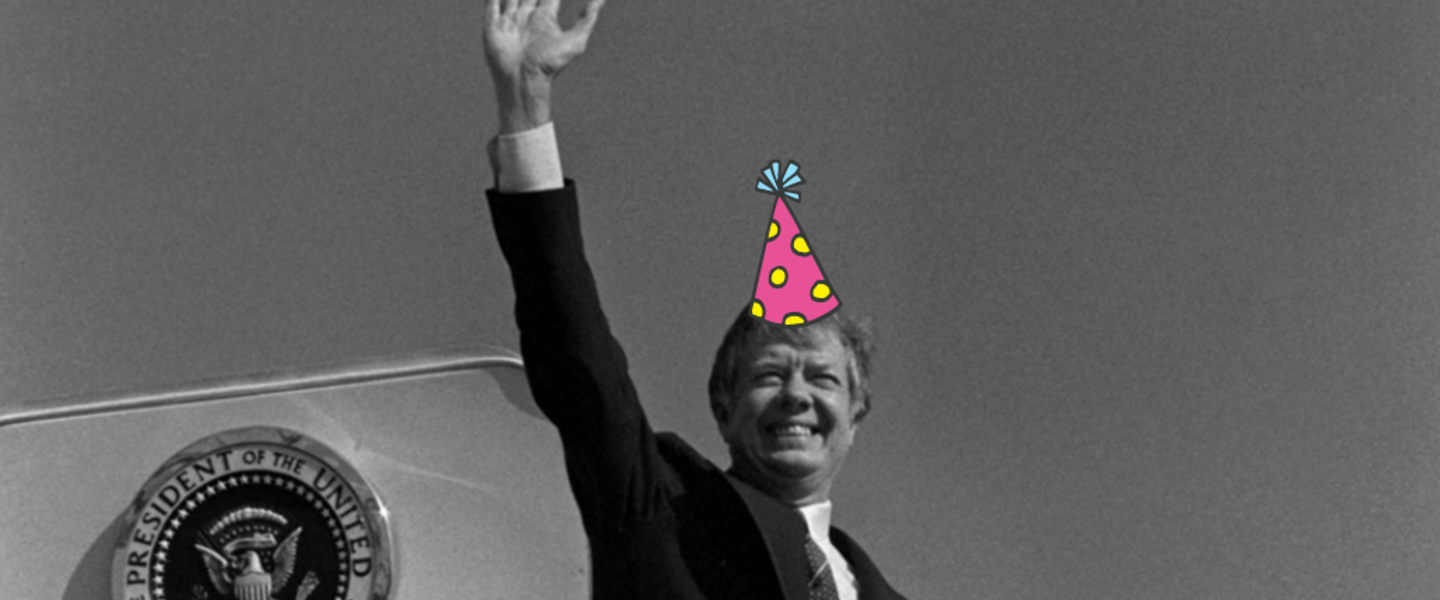 Jimmy Carter with birthday hat
