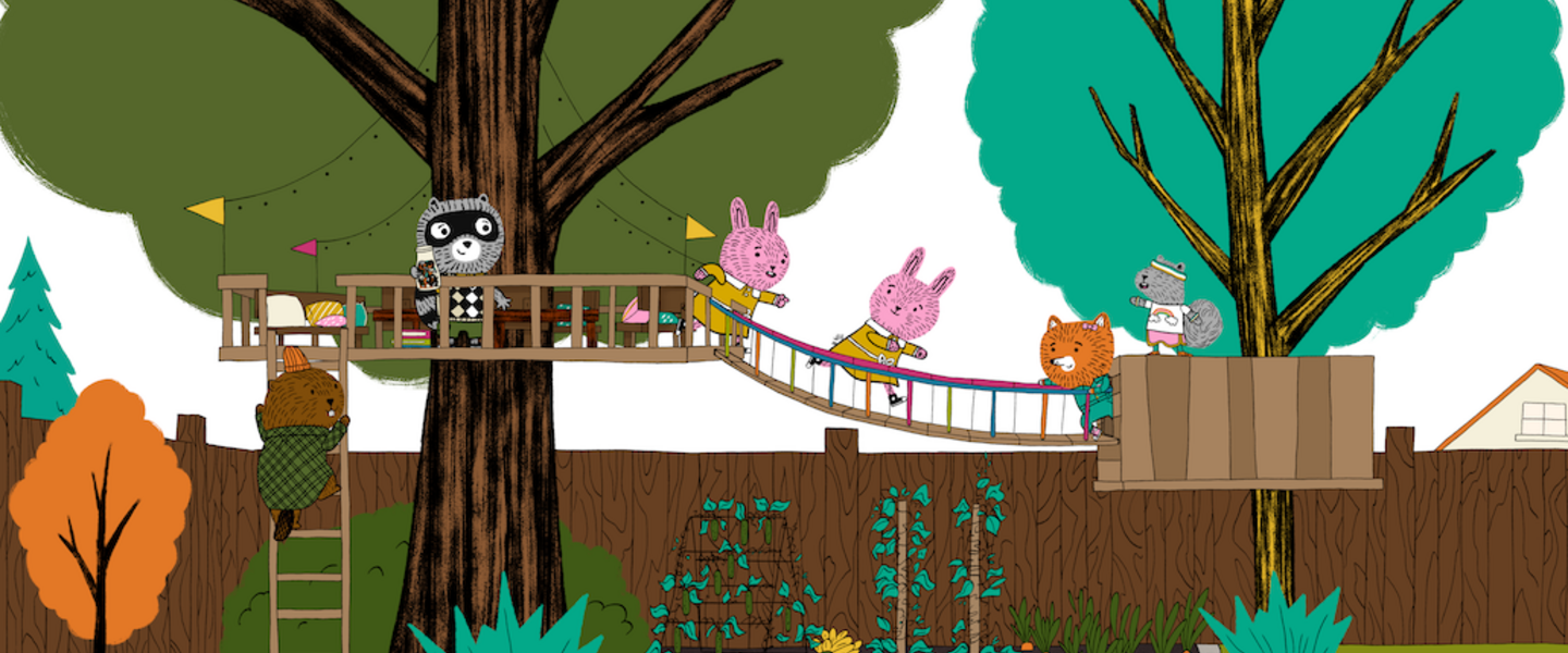 Carl and friends play throughout the treehouse.