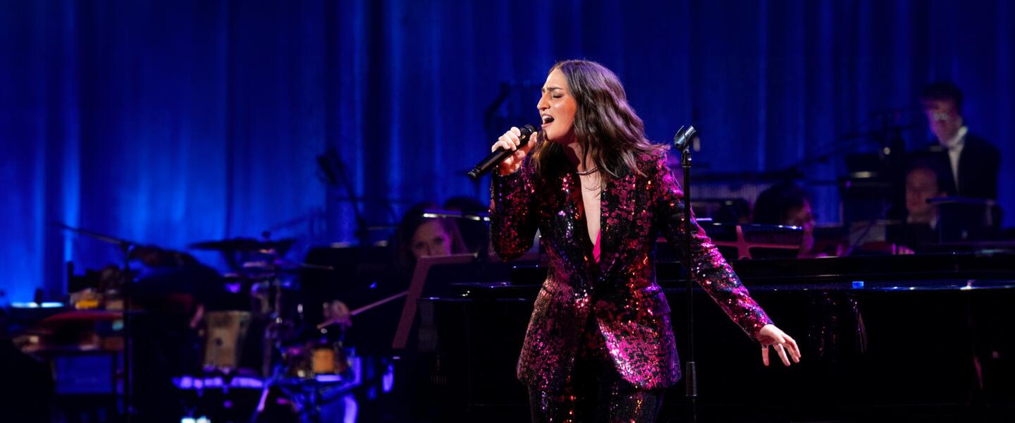 Sara Bareilles on stage at the Kennedy Center 