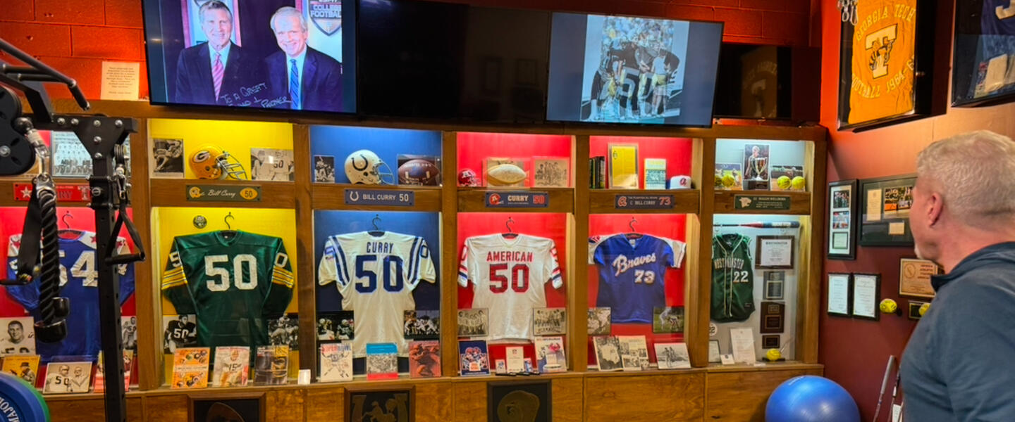 Bill Curry memorabilia inside Attorney Pete Wellborn's office