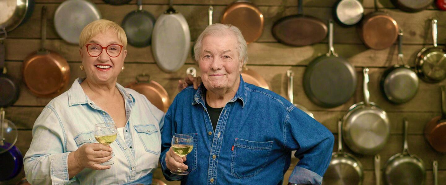 Lidia Bastianich and Jacques Pepin in Cooking with Legends.