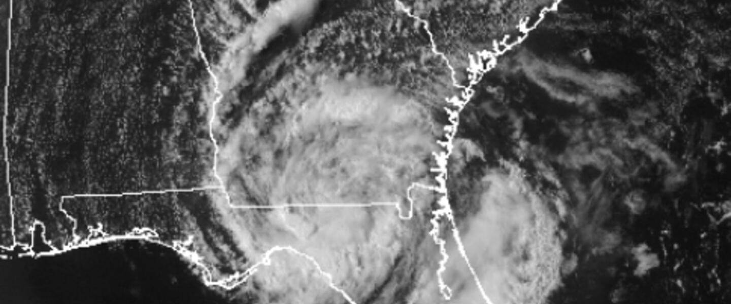Tropical Depression Beryl spinning over the Georgia-Florida state line. (Image: WeatherTap.com)