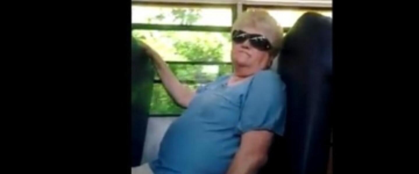 A screen capture of the Karen Klein from the YouTube video "Making the Bus Monitor Cry." A screen capture of the Karen Klein from the YouTube video "Making the Bus Monitor Cry."