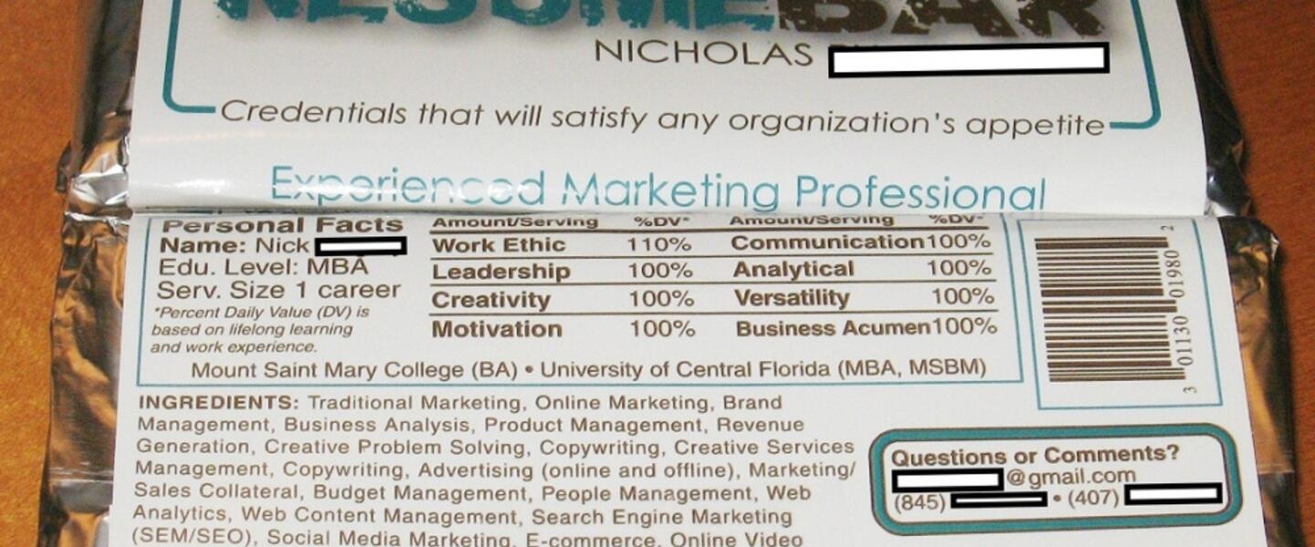 Chocolate Bar Resume