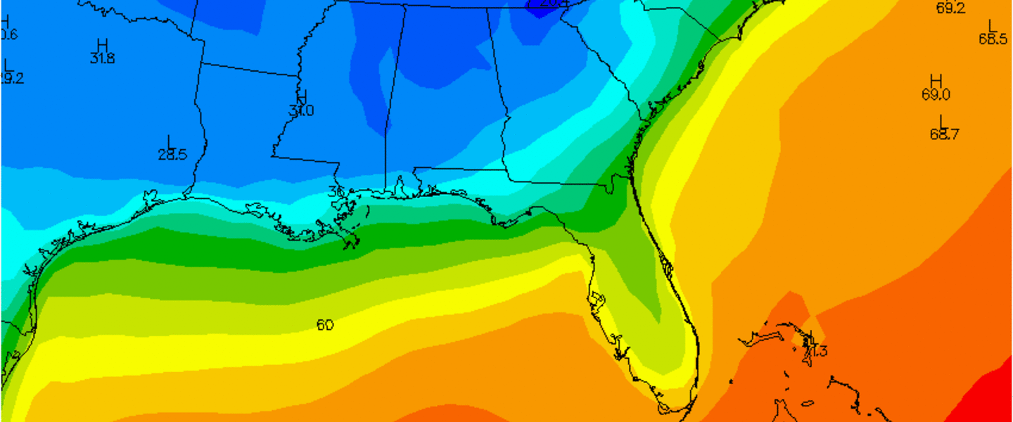 Forecast temperatures for 7am Friday, January 13, 2012. Image courtesy of Wright-Weather.com Forecast temperatures for 7am Friday, January 13, 2012. Image courtesy of Wright-Weather.com