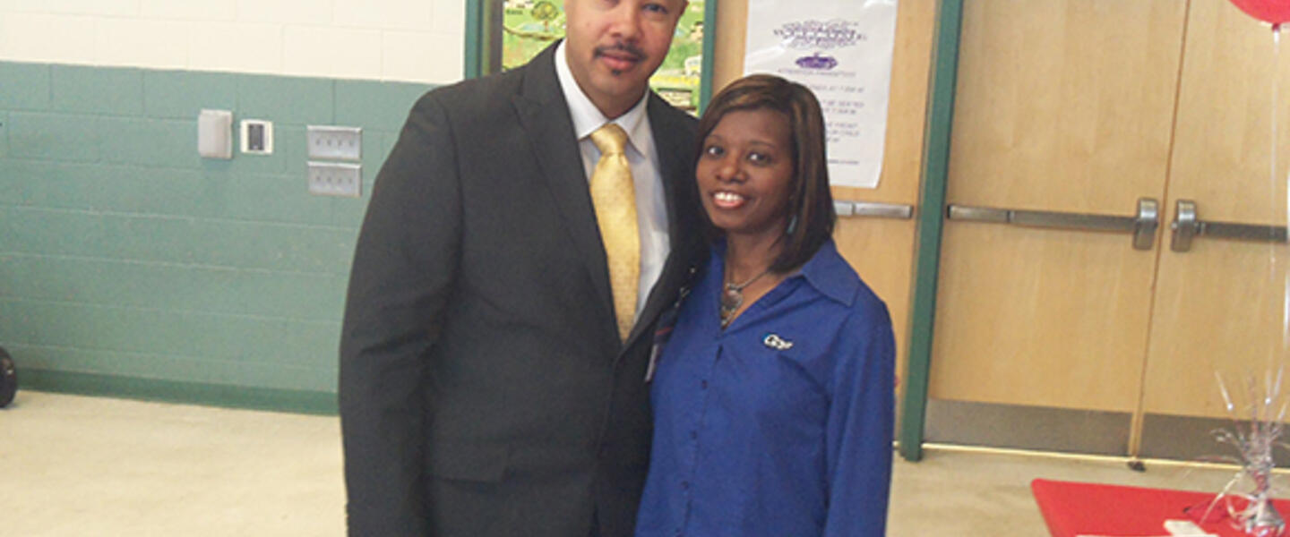 Principal Bolden and me at the start of Career Day. Principal Bolden and me at the start of Career Day.