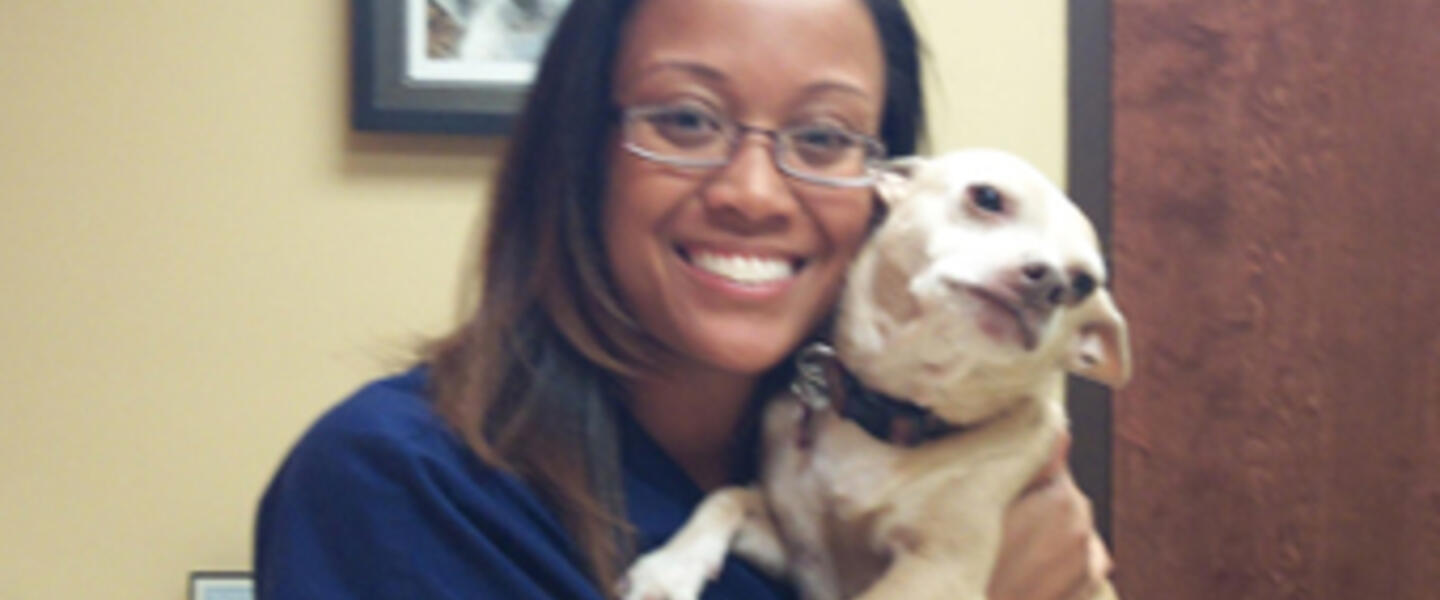 Dr. Johnson nuzzles Petey, her beloved chihuahua rescue and office greeter! Dr. Johnson nuzzles Petey, her beloved chihuahua rescue and office greeter!