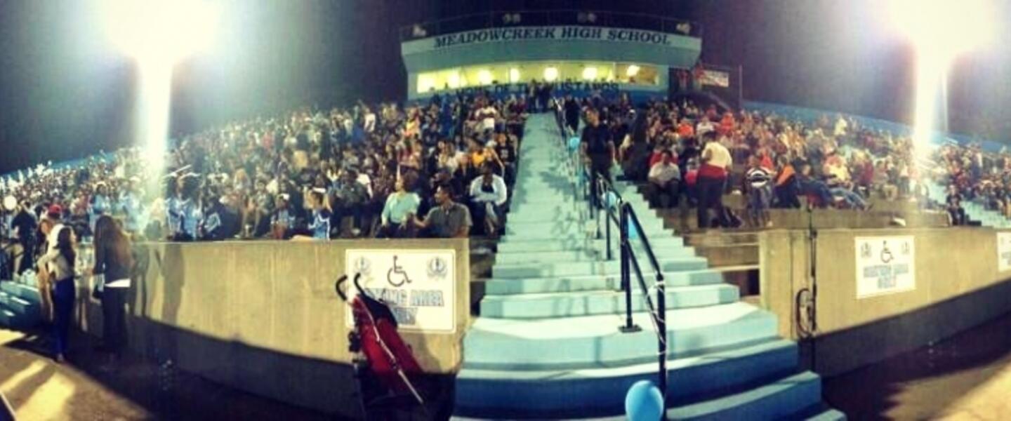 The Meadowcreek Mustangs earned their first victory since 2008 in front of a very large and supportive crowd last Friday night. The Meadowcreek Mustangs earned their first victory since 2008 in front of a very large and supportive crowd last Friday night.