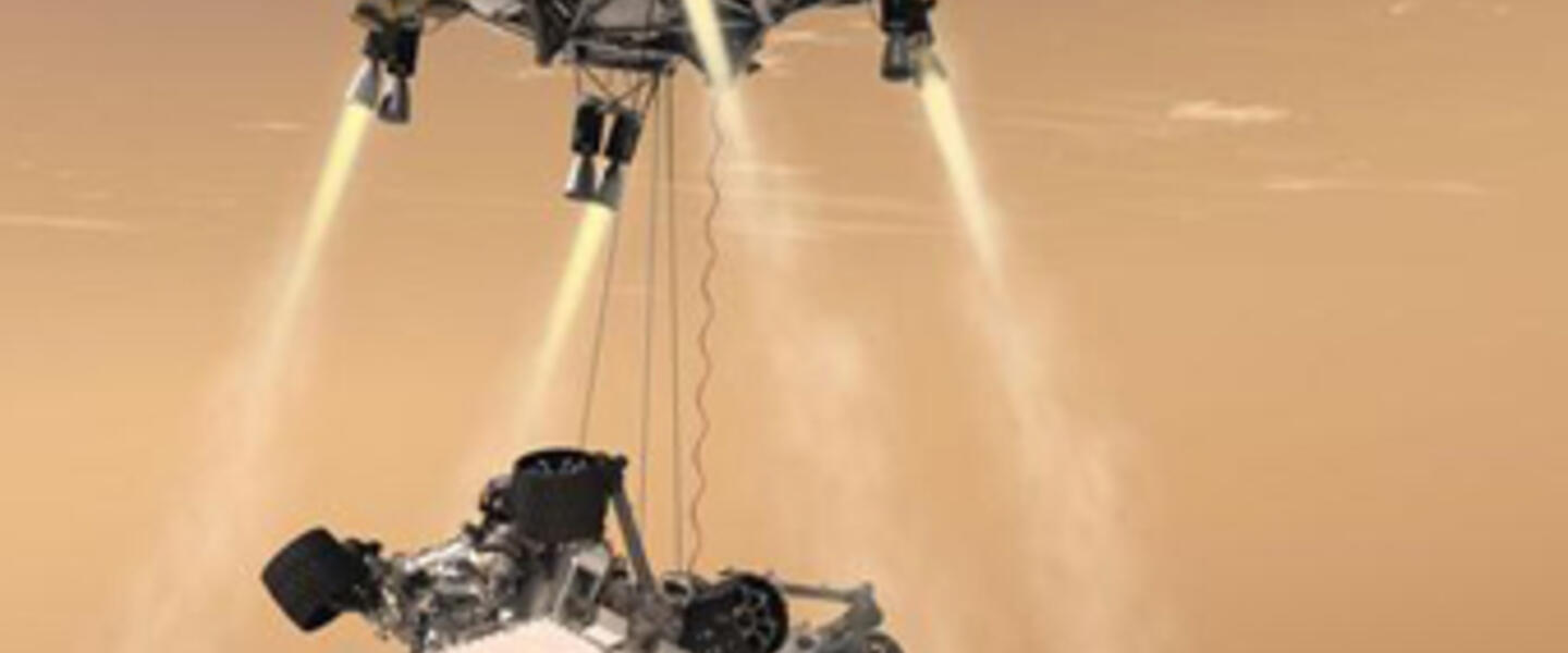 An artist rendering of Mars Curiosity probe's landing. Courtesy NASA/JPL-Caltech. An artist rendering of Mars Curiosity probe's landing. Courtesy NASA/JPL-Caltech.