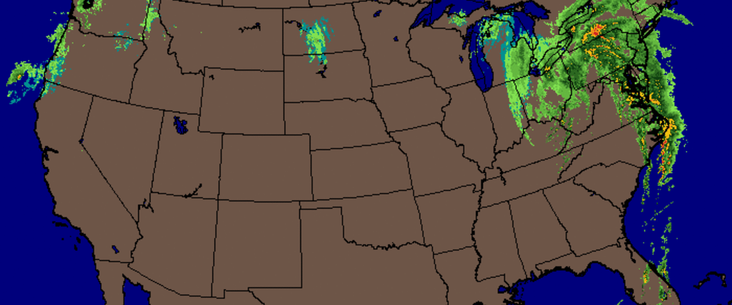 National radar image for Tuesday, December 27, 2011. Image courtesy of WeatherTap.com National radar image for Tuesday, December 27, 2011. Image courtesy of WeatherTap.com