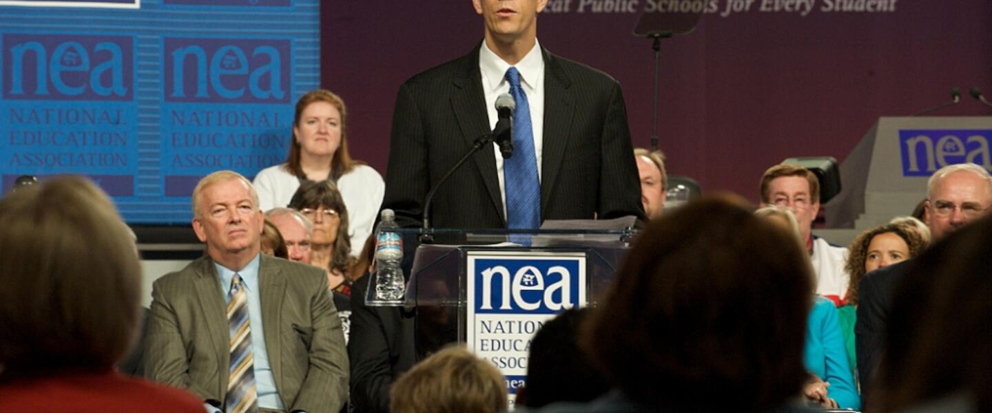 Education Secretary Arne Duncan speaks at a 2009 NEA conference. Photo courtesy ed.gov Education Secretary Arne Duncan speaks at a 2009 NEA conference. Photo courtesy ed.gov