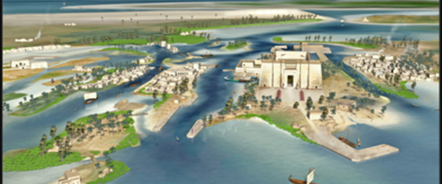 A rendering of what the city may have looked like | Franck Goddio/Hilti Foundation, graphic: Yann Bernard A rendering of what the city may have looked like | Franck Goddio/Hilti Foundation, graphic: Yann Bernard