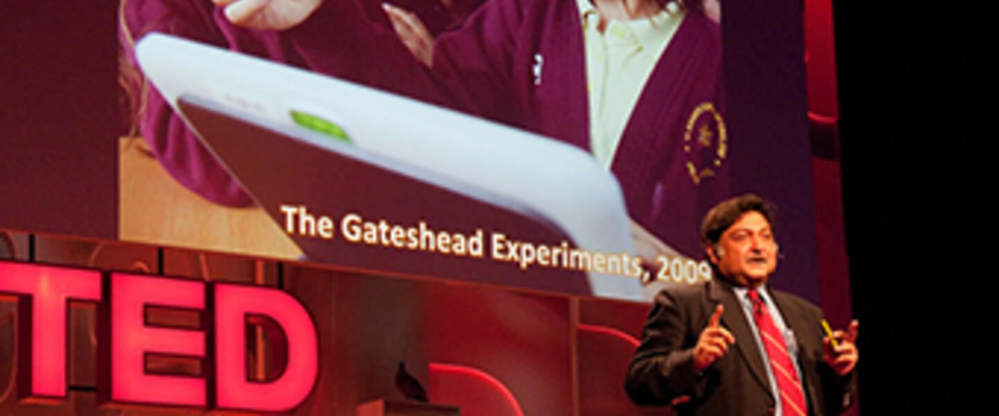 Professor Sugata Mitra at a TED Talk in 2010. Professor Sugata Mitra at a TED Talk in 2010.
