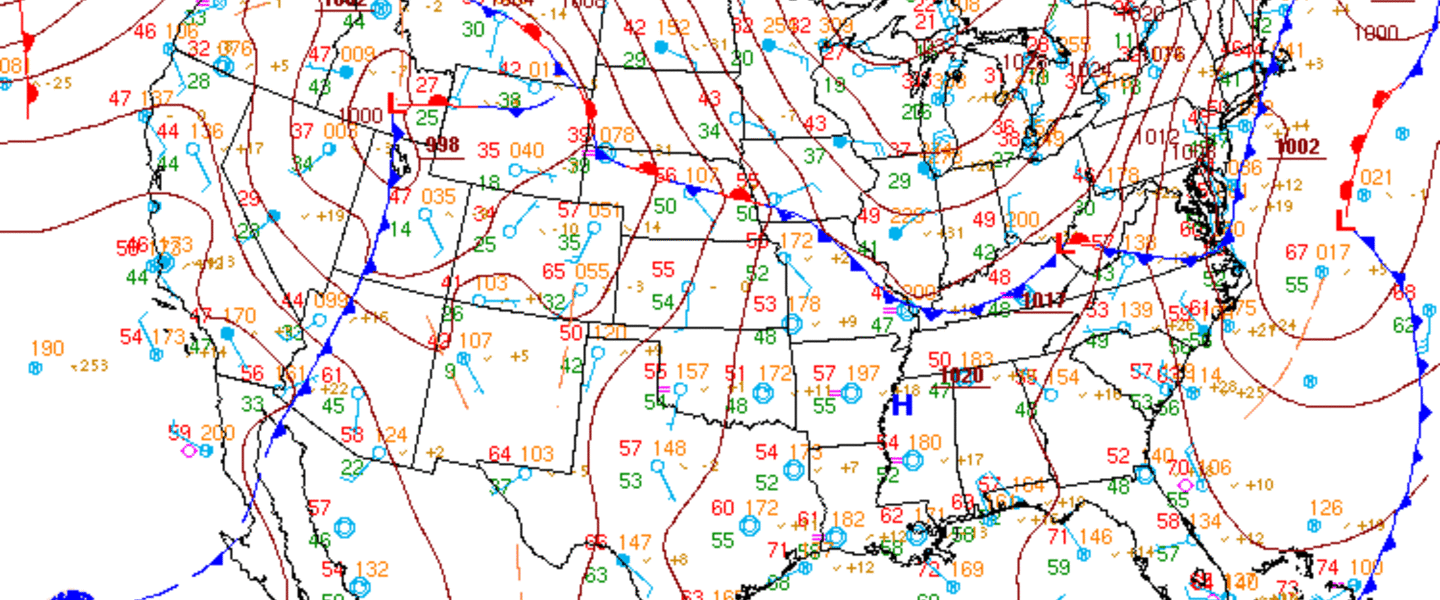 Surface weather map for Monday, March 26, 2012. (Courtesy: NOAA, NWS, and the HPC) Surface weather map for Monday, March 26, 2012. (Courtesy: NOAA, NWS, and the HPC)