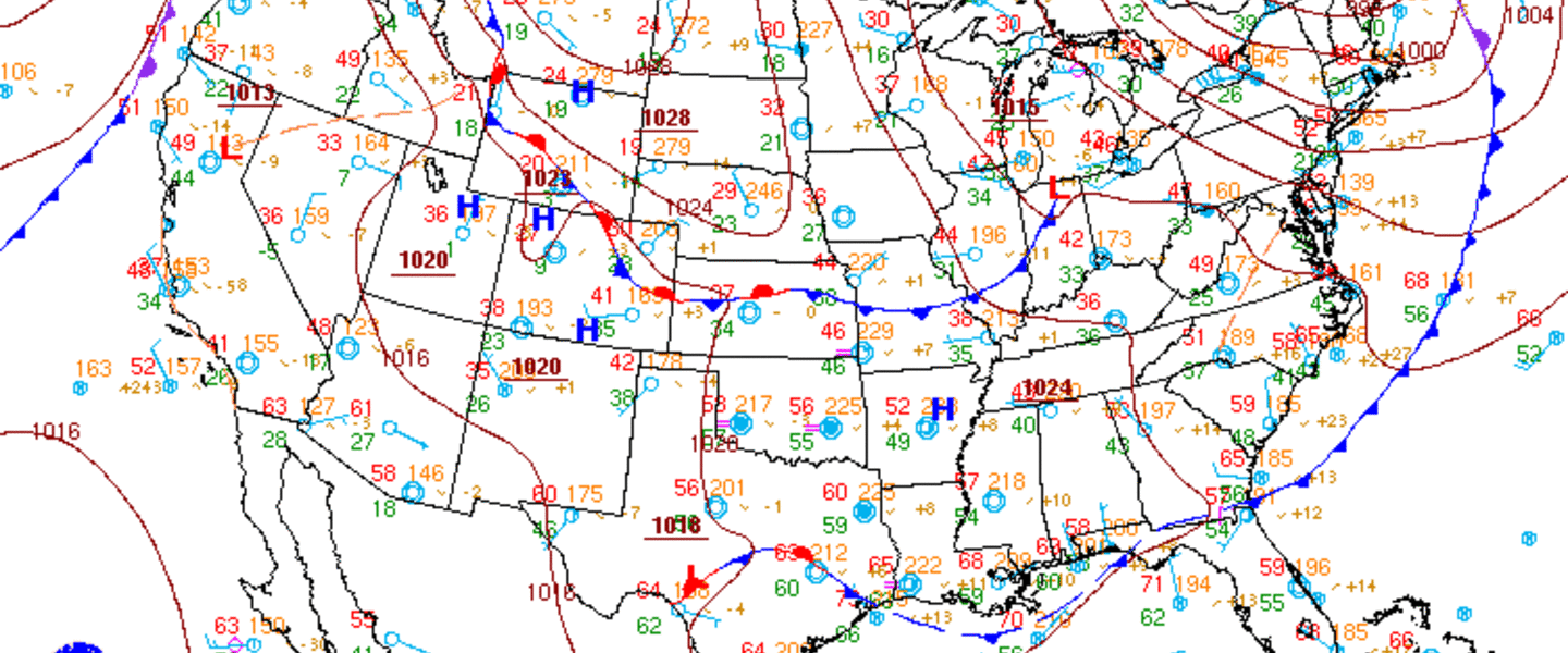 Surface weather map for Monday, April 9, 2012. (Courtesy: NOAA, NWS, and the HPC) Surface weather map for Monday, April 9, 2012. (Courtesy: NOAA, NWS, and the HPC)