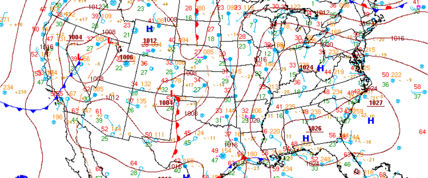 Surface weather map for Monday, February 13, 2012. (Courtesy: NOAA, NWS, and the HPC) Surface weather map for Monday, February 13, 2012. (Courtesy: NOAA, NWS, and the HPC)