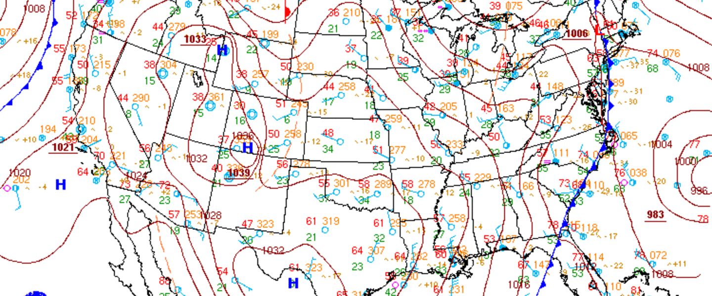 US Surface Weather Map, Courtesy of the Hydrological Prediction Center and NOAA US Surface Weather Map, Courtesy of the Hydrological Prediction Center and NOAA