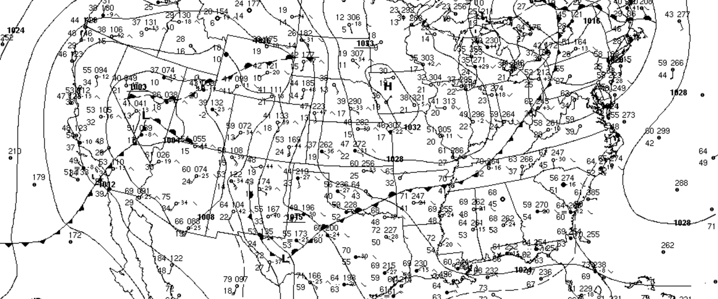 Surface weather map from NOAA and the NWS. Surface weather map from NOAA and the NWS.