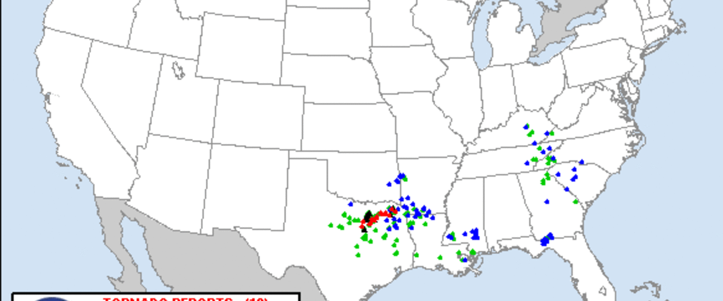 Storm Reports for Tuesday, April 3, 2012. Courtesy of the Storm Prediction Center. Storm Reports for Tuesday, April 3, 2012. Courtesy of the Storm Prediction Center.