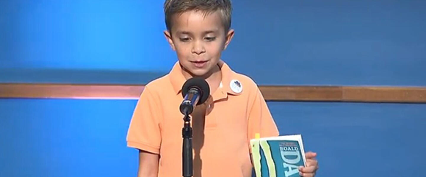 3rd Grader Luke Valladares recites a passage from Roald Dahl's "The BFG" to kick off the Get Georgia Reading Campaign. 3rd Grader Luke Valladares recites a passage from Roald Dahl's "The BFG" to kick off the Get Georgia Reading Campaign.