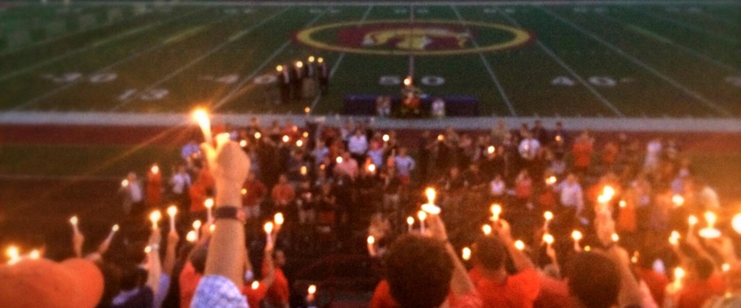 A candlelit ceremony quieted thousands present for the memorial of Philip Lutzenkirchen, who passed away on June 29, 2014. A candlelit ceremony quieted thousands present for the memorial of Philip Lutzenkirchen, who passed away on June 29, 2014.