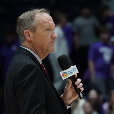 GPB's Jon Nelson on the sidelines of the 2025 GHSA Basketball Championships