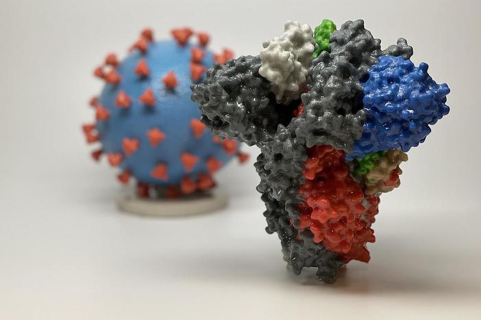 3D print of a spike protein of SARS-CoV-2