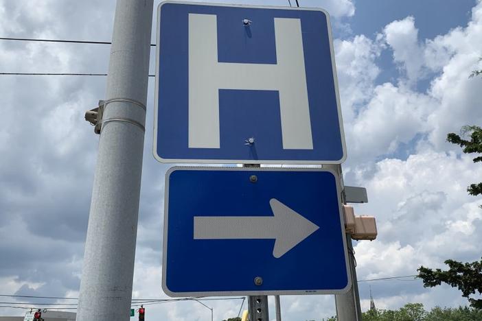 Hospital road sign
