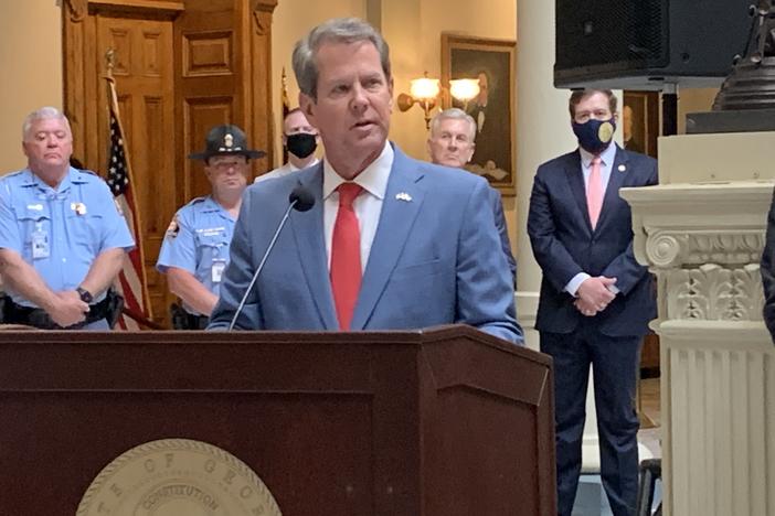 Georgia Gov. Brian Kemp preempts the ability of the state's cities and counties from mandating the wearing of masks.