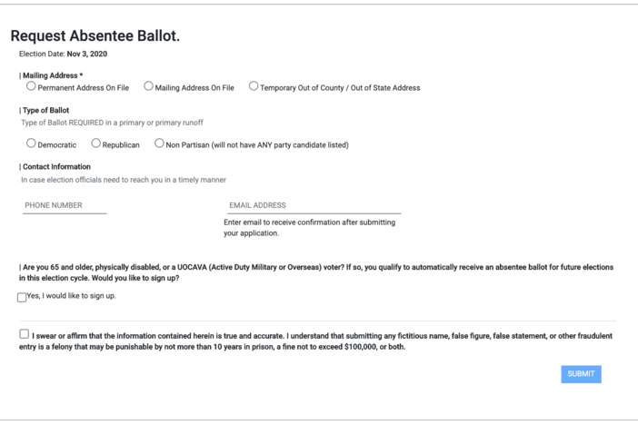 Georgians can now request an absentee ballot online.