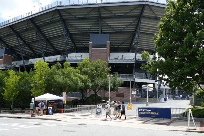 Saturday the north end zone entrance to Bobby Dodd Stadium served as a COVID-19 testing station. Georgia Tech and the rest of the state's major college football programs are hoping they'll start playing a season in some form starting next month.