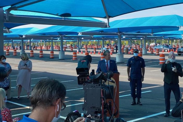 Kemp and Adams at Mega-Testing site at Hartsfield-Jackson Airport