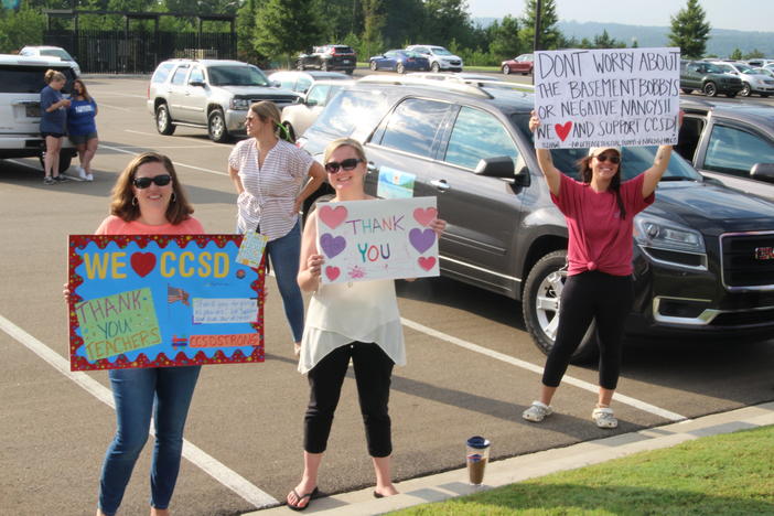 women rally in Canton, Georgia, Aug. 11, 2020.