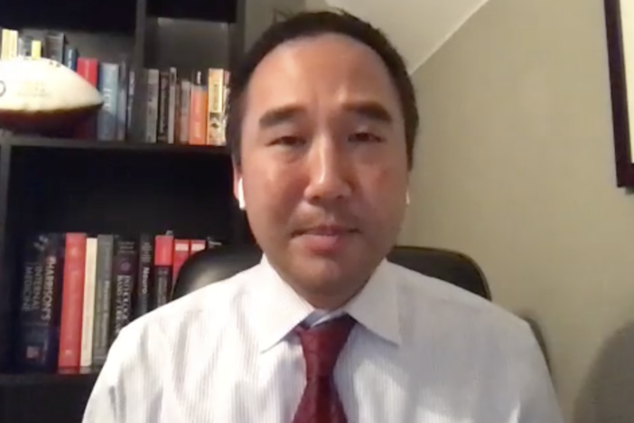 On a video conference Thursday morning, Emory University's Dr. Jonathan Kim discussed the implications of myocarditis, the heart condition linked to professional and college athletes with COVID-19.