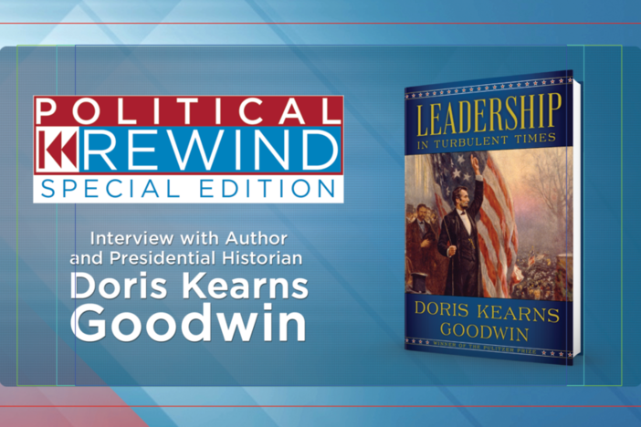 An image showcasing Goodwin's book, Leadership in Turbulent Times.