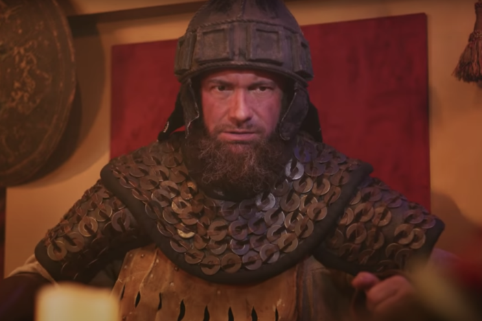 A new campaign ad for Sen. Kelly Loeffler claims she is "more conservative than Attila the Hun," who is depicted by an actor in the ad.