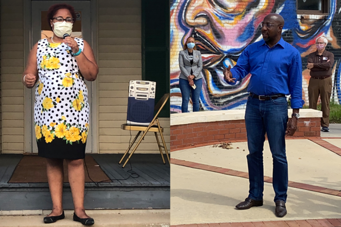 Environmental justice advocate Marquita Bradshaw, left, and Rev. Raphael Warnock, right, are running for the U.S. Senate in Tennessee and Georgia, respectively. 