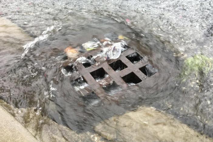 Water going down drain