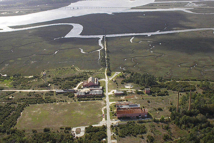 An aerial view of the LCP Chemical Superfund site in Brunswick, Georgia. 