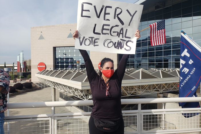 Trump Protestor Outside of State Farm Arena